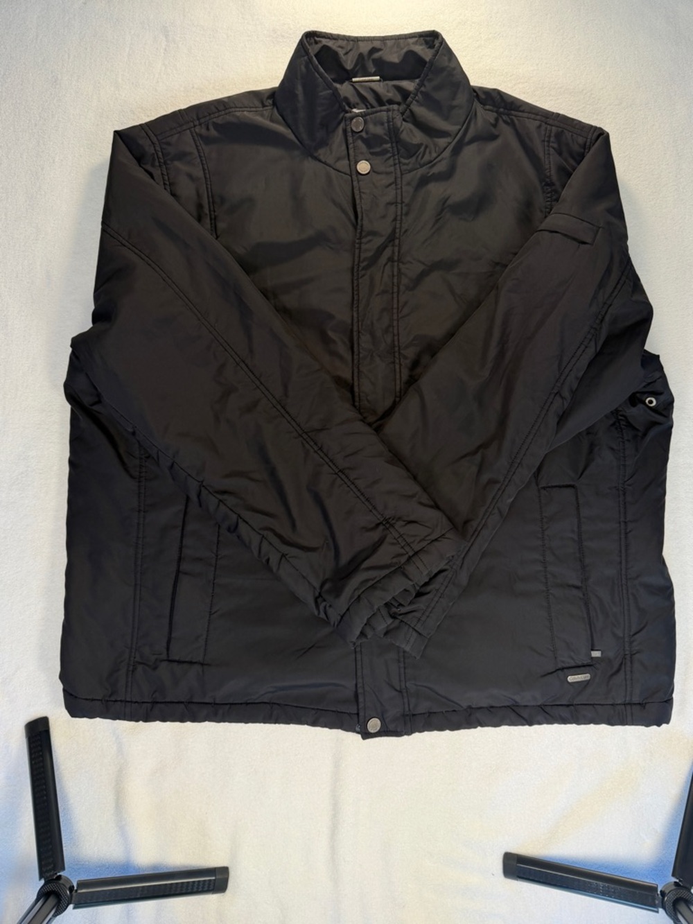 Calvin Klein Black Nylon Bomber Jacket XL Lightweight Zip Up Minimalist